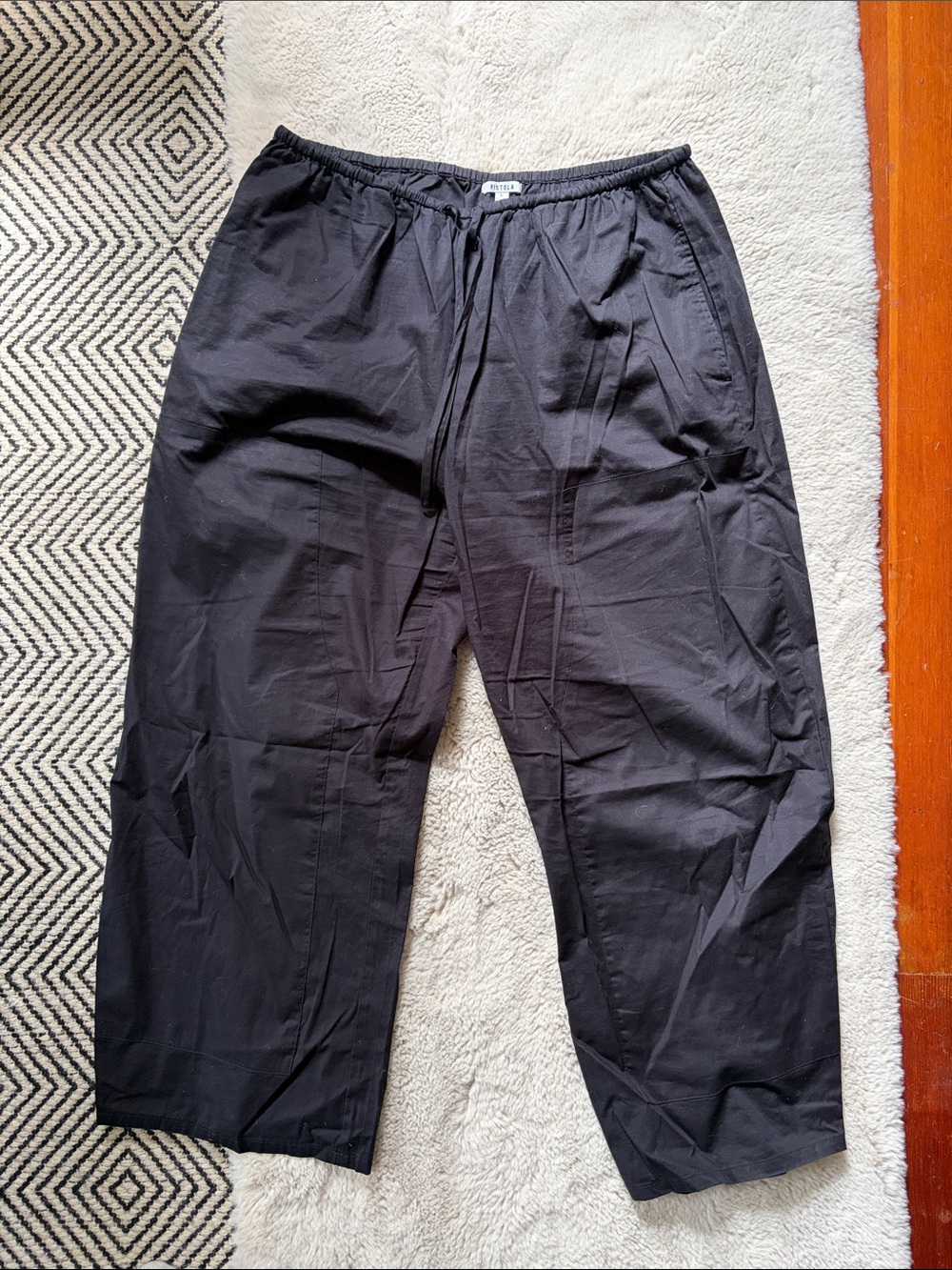 pistola Theo Drawstring Poplin Pant in Noir